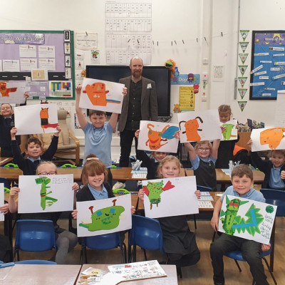Children enjoyed a workshop with Alexis Deacon