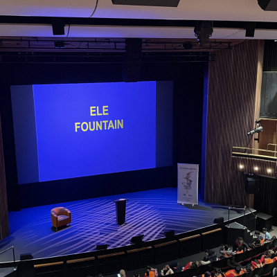 The stage is set at the Bloomsbury Theatre, ready for Ele Fountain's performance