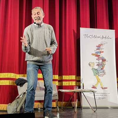 Michael Rosen on stage at the Shaw theatre