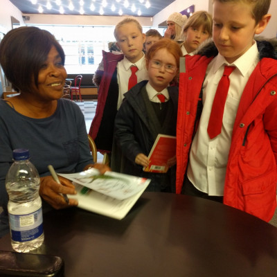 Valerie signed books for the children after her performance