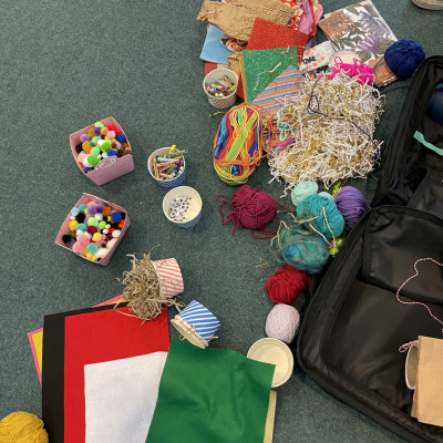 Children had lots of craft materials to choose from in Yasmeen's fun and hands-on workshop