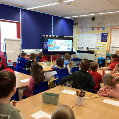 Children enjoyed watching the show from their classrooms