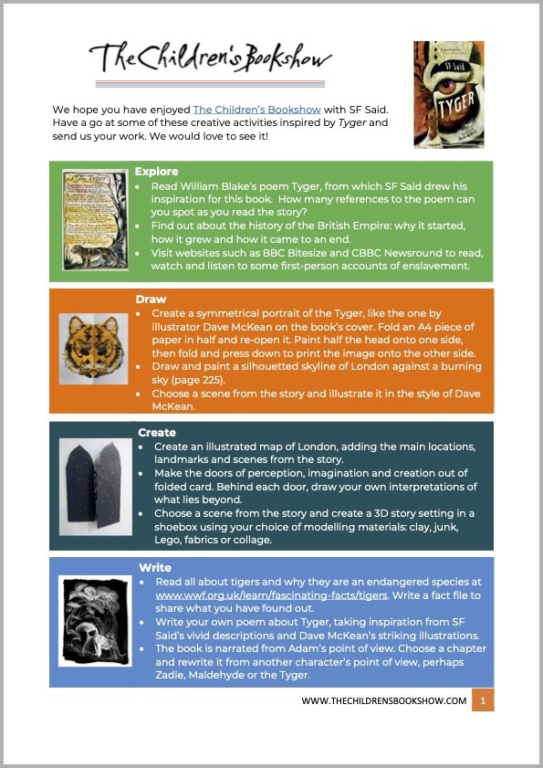 Download the Tyger activity sheet