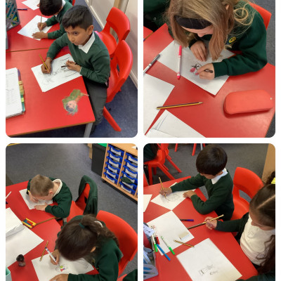 Children at a Wolverhampton primary school enjoying Benji Davies' workshop