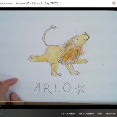Catherine Rayner draws Arlo live during her World Book Day 2022 digital performance