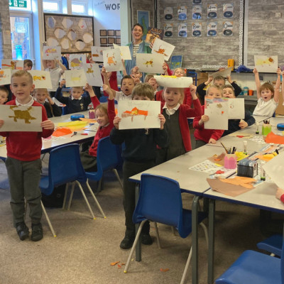 Catherine Rayner worked creatively with Rotherham children in their classrooms after the library event