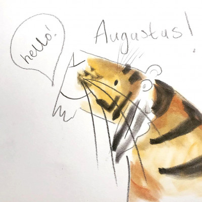 A close up of Catherine's drawing of Augustus