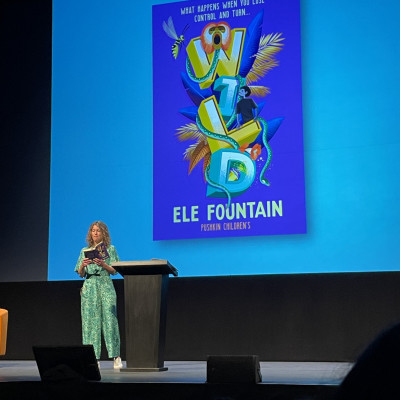 Ele Fountain on stage at the Bloomsbury theatre, talking about her book *Wild*