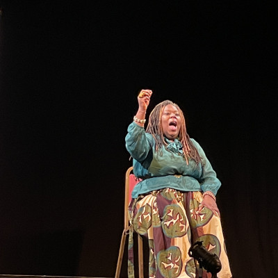 Jan Blake at her Children's Bookshow performance in Margate