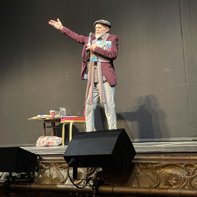 John Agard on stage at the Theatre Royal in Newcastle
