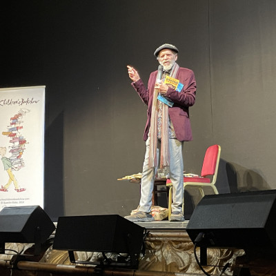 John Agard on stage at the Theatre Royal in Newcastle