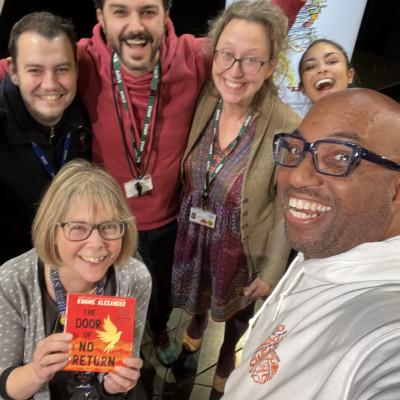 One teacher won Kwame's latest book, but they were all very excited to meet him!
