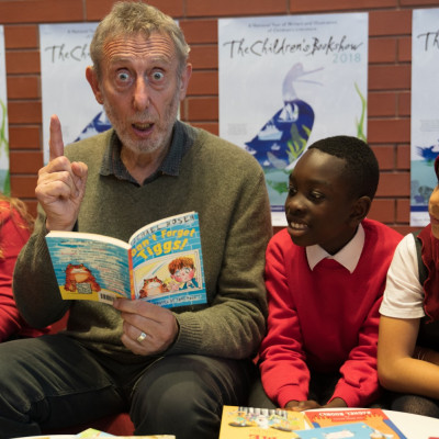 Michael with some children after his 2018 Leicester performance