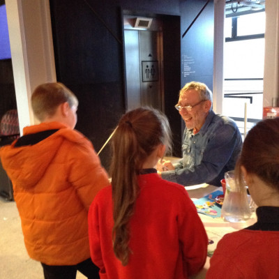 Michael signed lots of books after his performance at the Chester Storyhouse