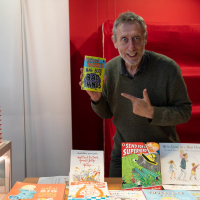 Michael at the bookstall supplied by Kibworth Bookshop