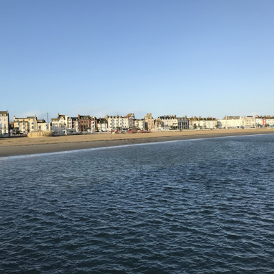 The seaside opposite the theatre!