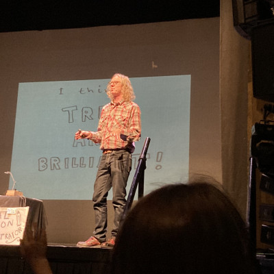 Neal Layton on stage in Barnstaple