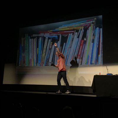 Neal Layton on stage at the Stafford Gatehouse theatre