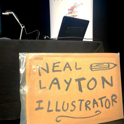 Getting set up at Weymouth Pavilion, ready for Neal Layton's performance