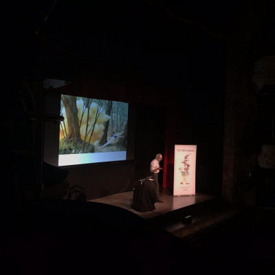 Patrick talks about *The Minpins* during his performance in Newcastle