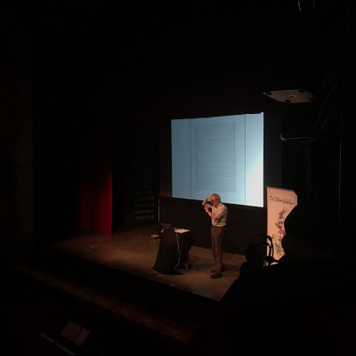 Patrick on stage in Newcastle