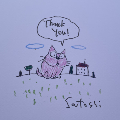 A drawing thanking everyone for coming to Satoshi Kitamura's event in Sheffield