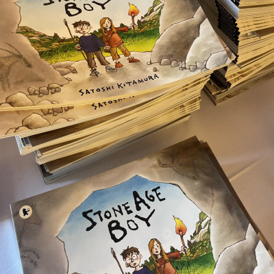 We gave every child a free copy of Satoshi Kitamura's *Stone Age Boy* to keep