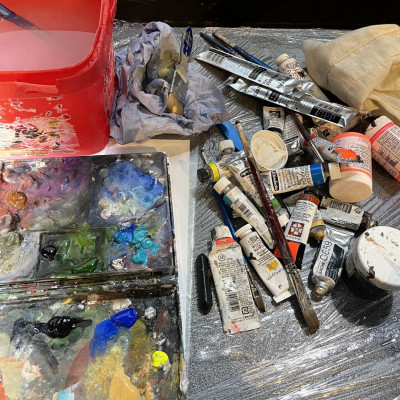 Sydney Smith's art materials