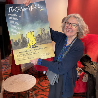 Children's Bookshow Director, Sian Williams with the delightful 2022 poster