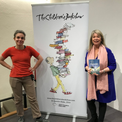 Viviane and Gitte with The Children's Bookshow sign