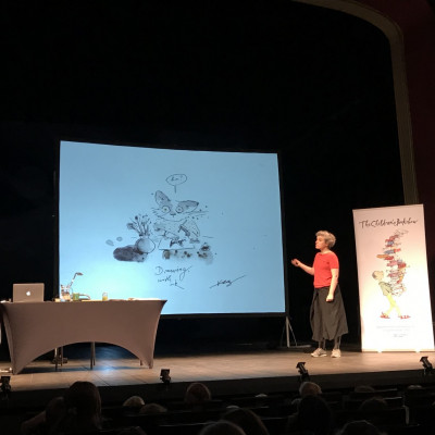 Viviane Schwarz on stage at the Bristol Old Vic