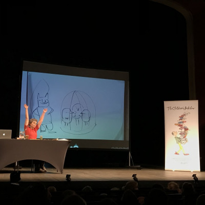 Viviane Schwarz on stage at the Bristol Old Vic