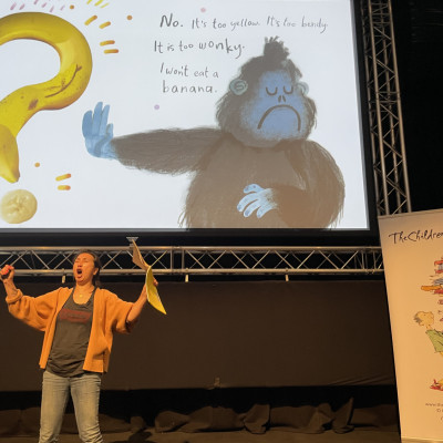 Yasmeen Ismail on stage at the Northcott theatre in Exeter 2023