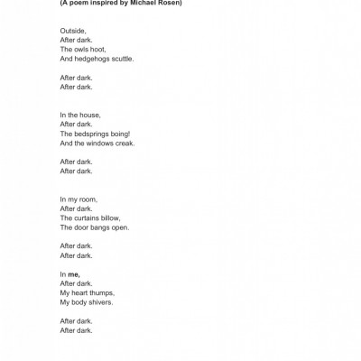 Inspired by Michael Rosen, Francesca FitzGerald sent us this lovely poem.