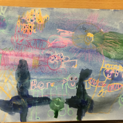 Lovely wax resist picture from Kineton Primary
