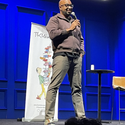 Kwame Alexander on stage at the Old Vic in London